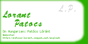 lorant patocs business card