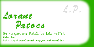 lorant patocs business card